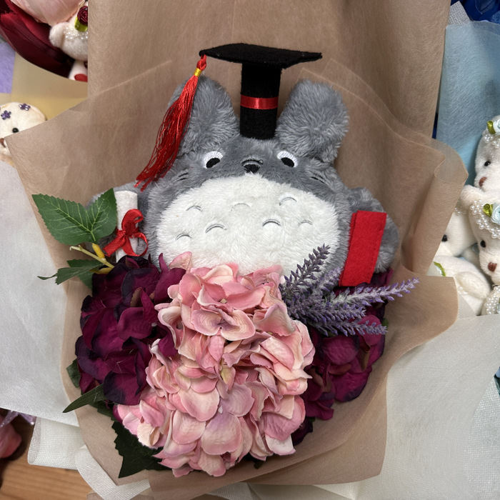 Totoro & Silk Flowers Graduation Bouquet