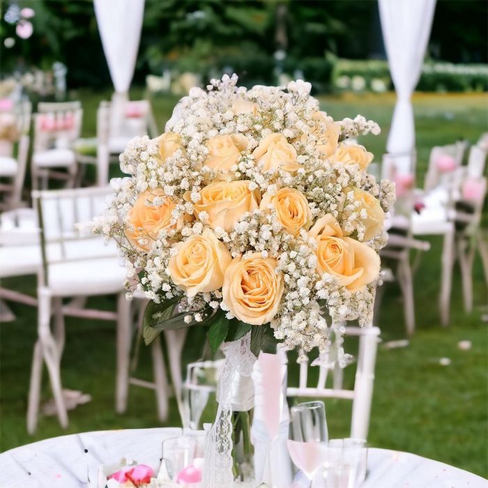 Long Stemed Orange Roses Red BerriesBridal Bouquet B12 SGD 4800