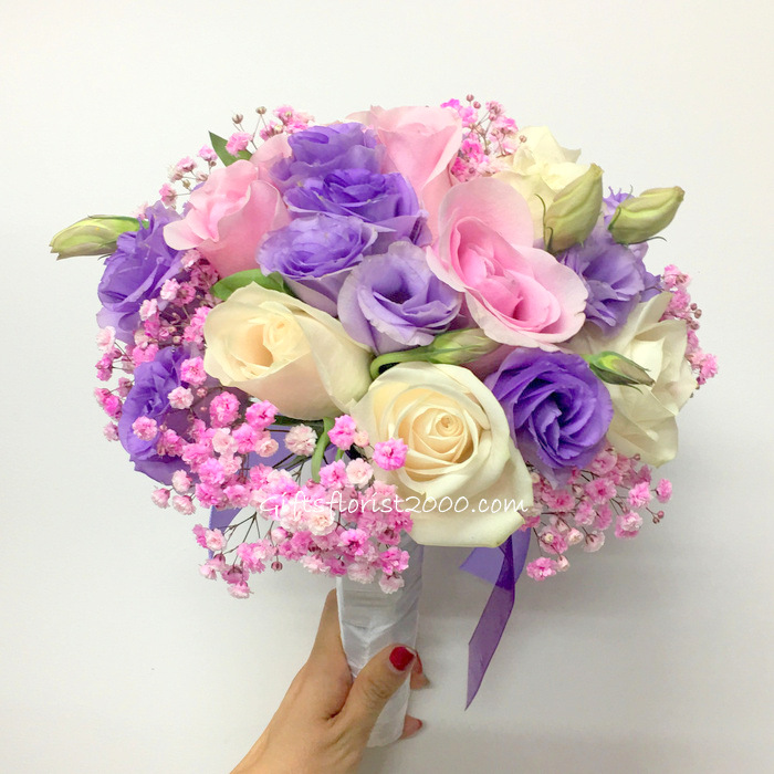 Eustoma Flowers & Roses-Bridal Bouquet B26