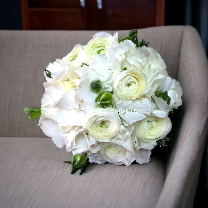 Classic White Flowers Posy Bouquet-Bridal Bouquet B2