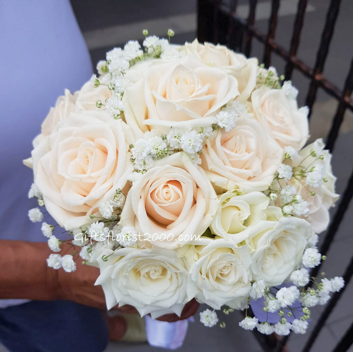 Brides Favorites Flowers White RosesBridal Bouquet B32