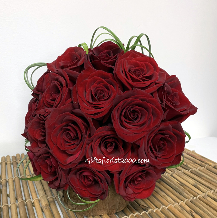 All Red Roses-Bridal Bouquet B7