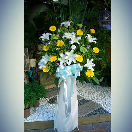 Funeral Flowers Arrangement 3-White & Yellow