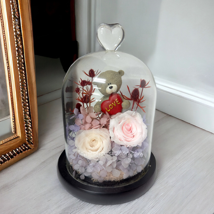 2024PR5-Gifts For Love Preserved Roses Glass Dome