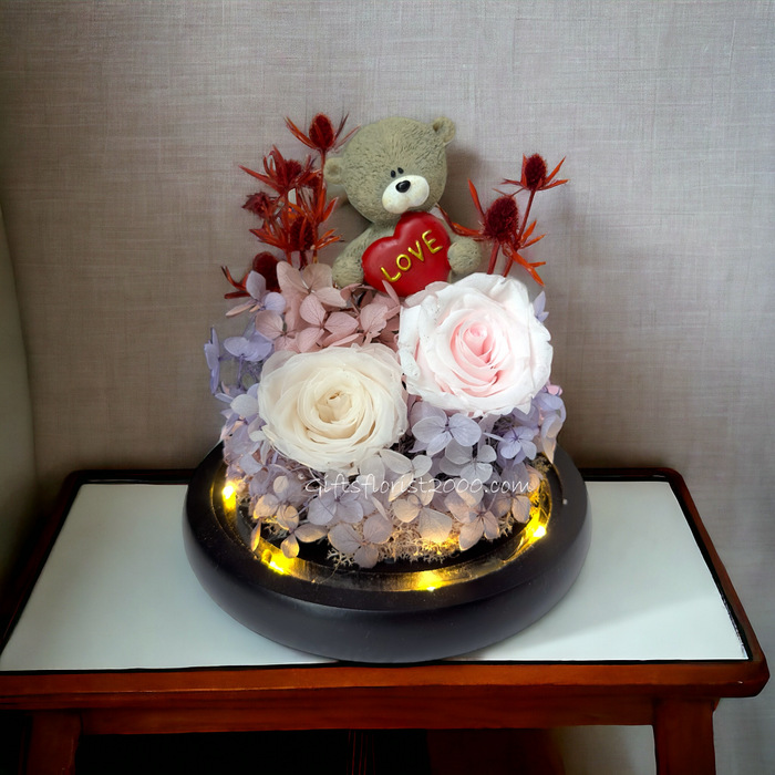 2024PR5-Gifts For Love Preserved Roses Glass Dome