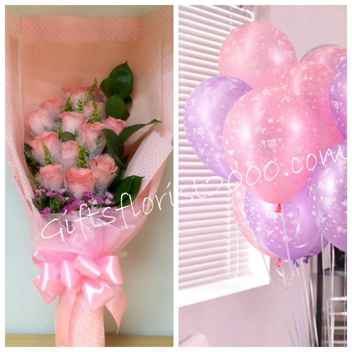 Balloons Bouquet & Roses-RB17