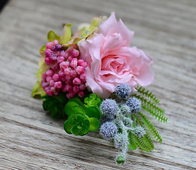 Beautiful Sweet Pink Rose-Silk Flowers Corsage 7