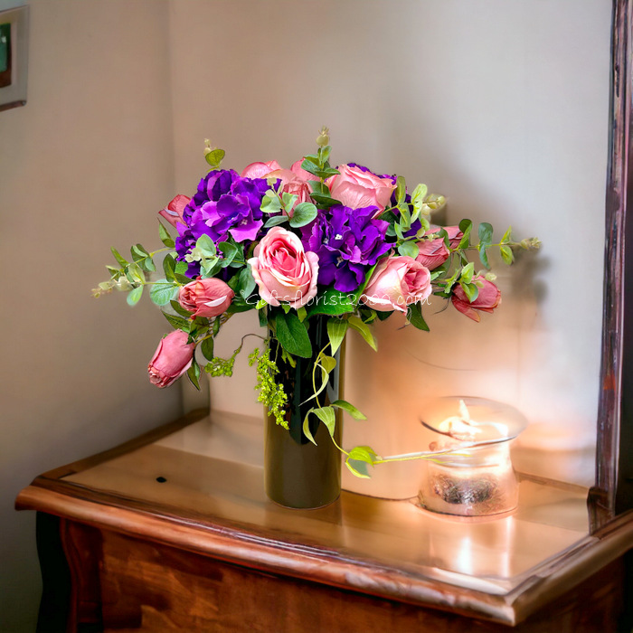 Roses & Hydrangea-Silk Flowers Arrangement 10