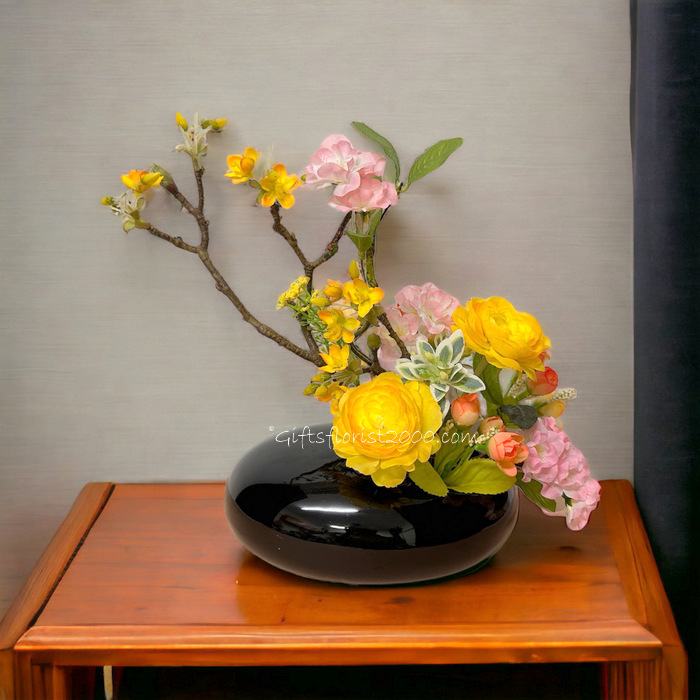 Centerpiece Vase-Silk Flowers Arrangement 11