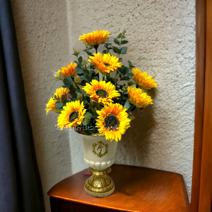 Cheerful Sunflowers-Silk Flowers Arrangement 18