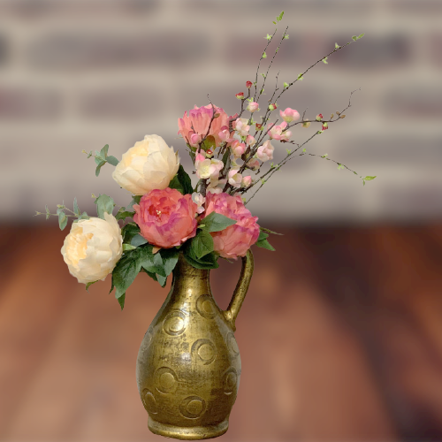 Gold Vase Peony-Silk Flowers Arrangement 21