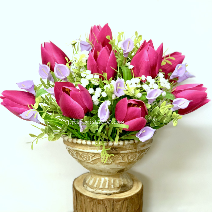 Tulips Centerpiece-Silk Flowers Arrangement 47