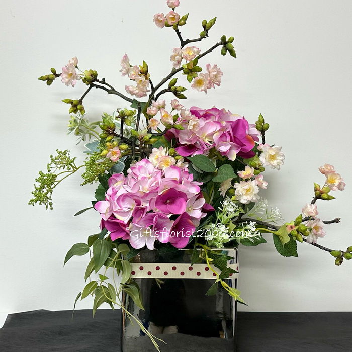 Cherry Blossom & Hydrangea-Silk Flowers Arrangement 5
