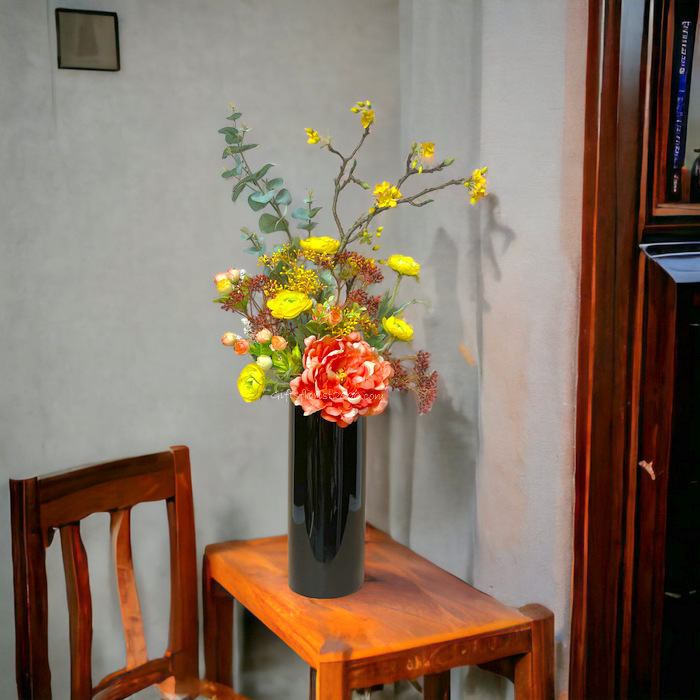 Peony Tall Vase-Silk Flowers Arrangement 56