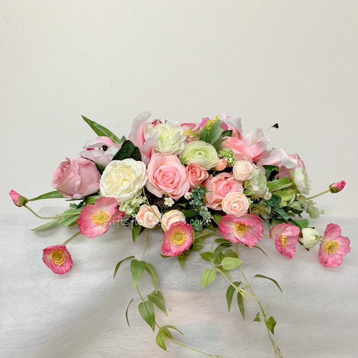 Centerpiece Lily & Roses-Silk Flowers Arrangement 58