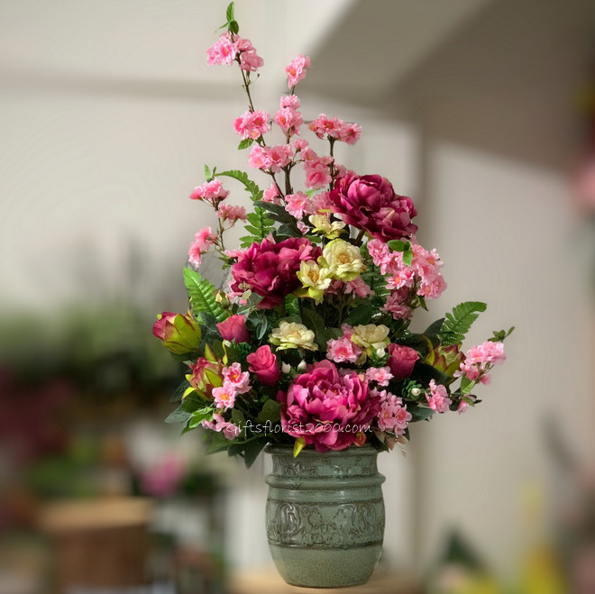 Cherry Blossom & Peony-Silk Flowers Arrangement 5