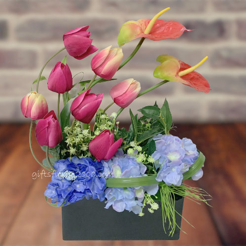 Anthurium & Tulips-Silk Flowers Arrangement 63