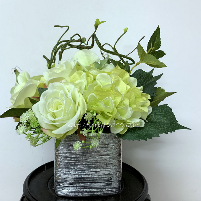 Centerpiece In Green-Silk Flowers Arrangement 6