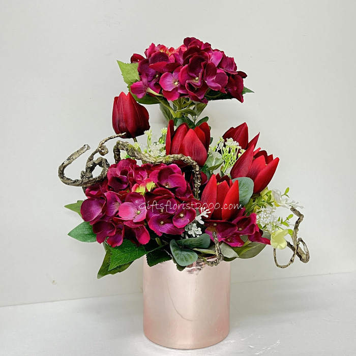 Hydrangea & Tulips-Silk Flowers Arrangement 9