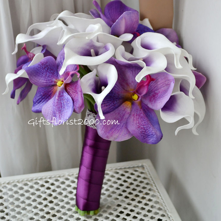 Calla & Orchid-Silk Flowers Bouquet CL 3