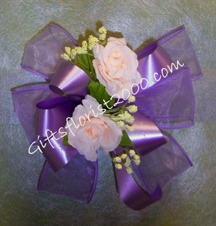 Purple Organza Ribbons Silk RosesPew Bows 5 SGD 1000