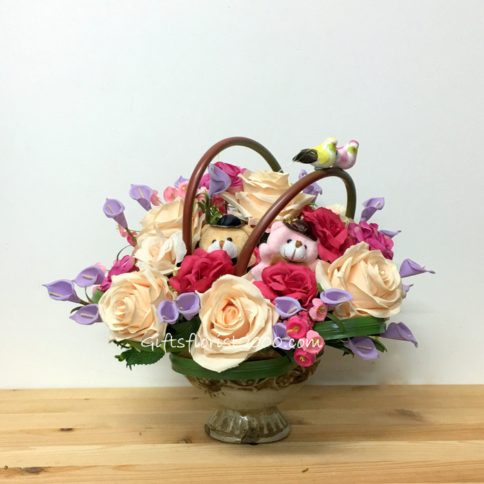 I Miss You-Silk Roses Arrangement 21. SGD$38.00