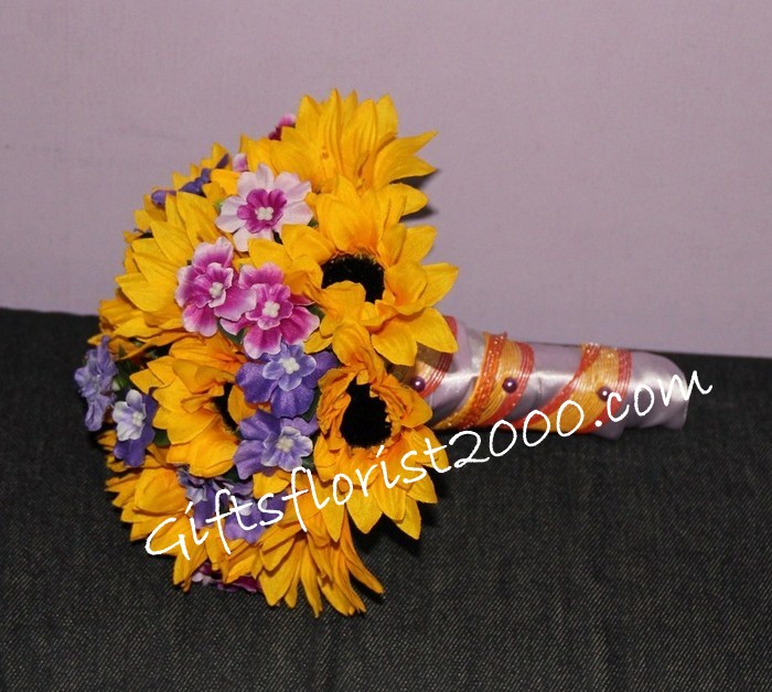 Yellow Sunflowers Bouquet-Wedding Silk Flowers