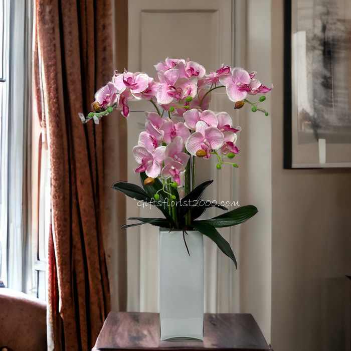 All Pink-Silk Orchid Arrangement 14