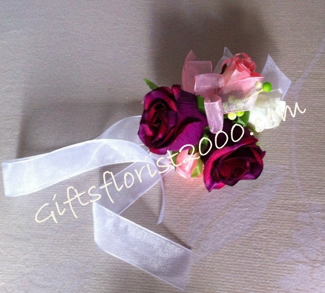 Silk Flowers Wristlet 1-Roses (Available In Many Colors)