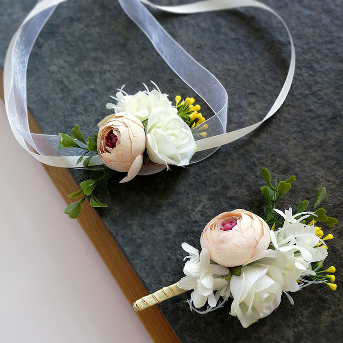 Silk Flowers Wristlet & Corsage Set