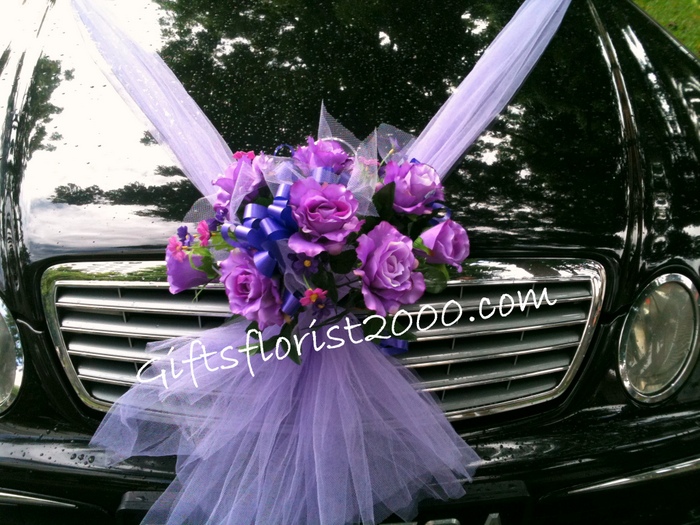 Bridal Car Decoration 17-Purple Artificial Roses