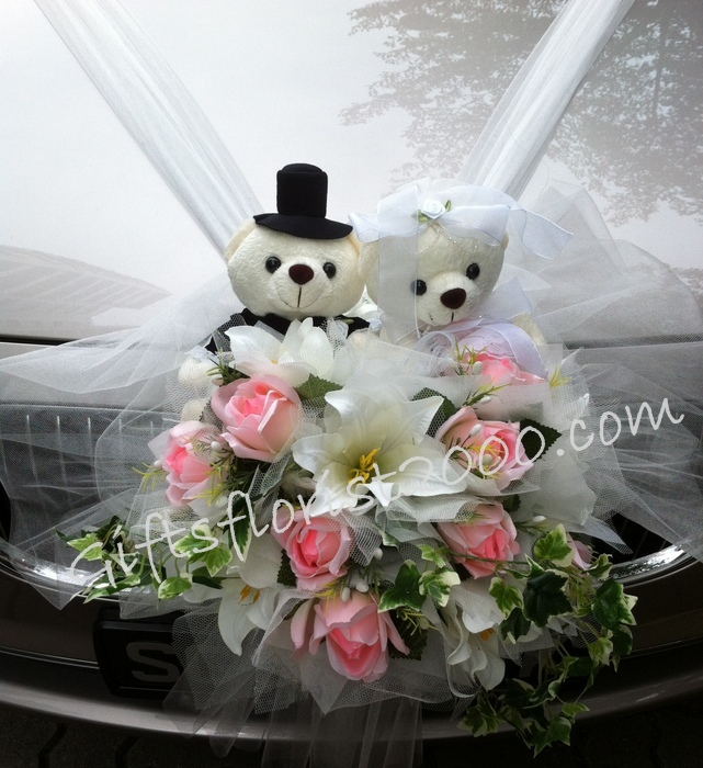 Red White Theme Fresh FlowersWedding Car Decoration 20