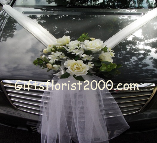 Bridal Car Decoration 22-Classic White Flowers
