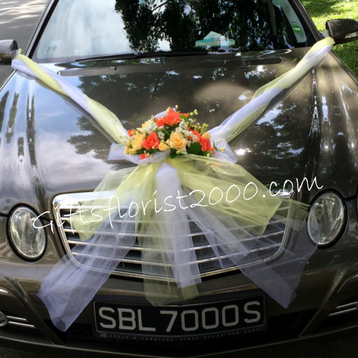 Bridal Car Decoration 23-Bright Orange Theme