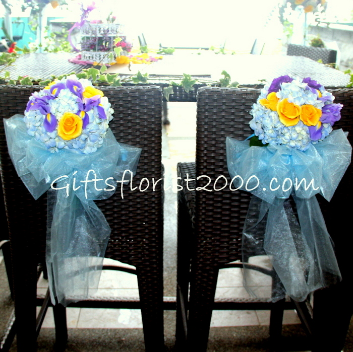 Single Yellow RoseWedding Chair Decor 5 SGD 1200