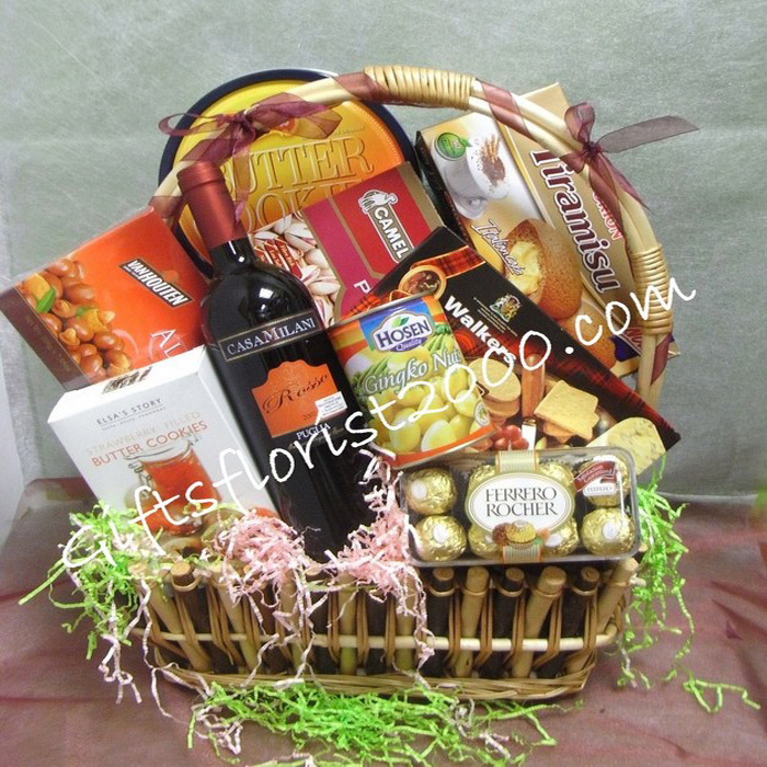 Goodies & Wine Gift Basket-GB1