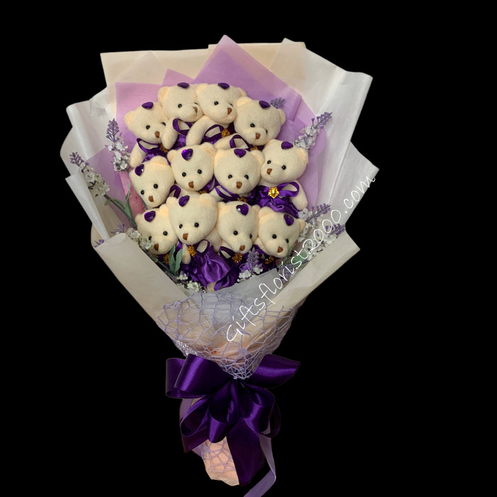 Teddy Bear Bouquet 1-Majestic Purple