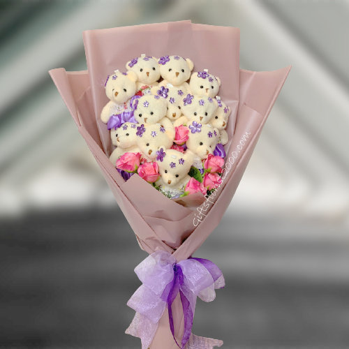 Teddy Bear Bouquet 1-Majestic Purple