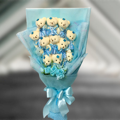 Teddy Bear Bouquet 5-Romantic Blue