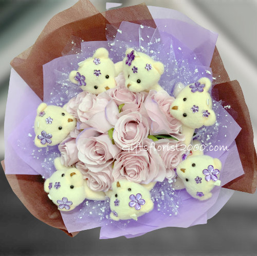 Teddy Bear Bouquet 9-Pretty In Round