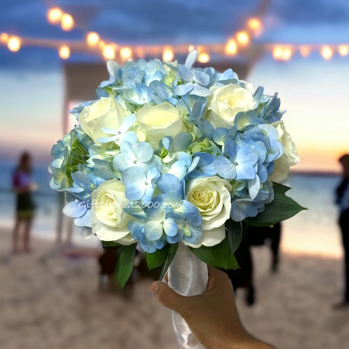 Blue & White Ocean Theme-Bridal Bouquet B10