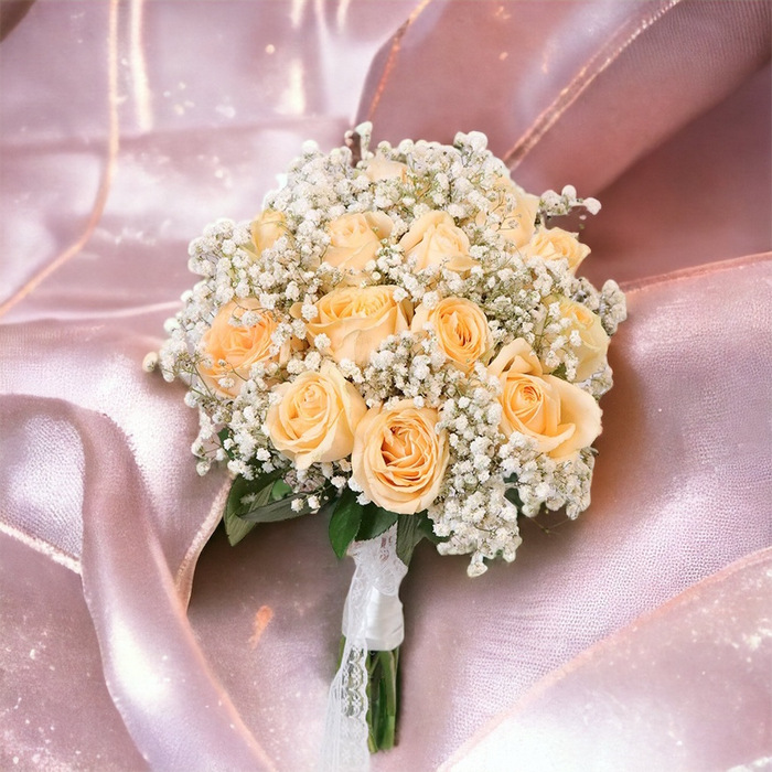 Champagne Roses-Bridal Bouquet B12