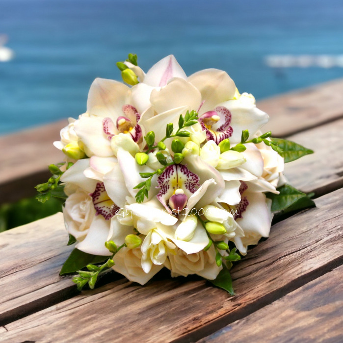 Cymbidium & Roses-Bridal Bouquet B14
