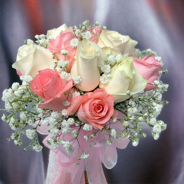 Beautiful Pink & White-Bridal Bouquet B25