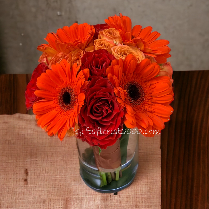 Red & Orange Bouquet-Bridal Bouquet B33