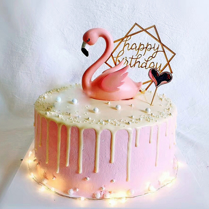 Cake(1kg) With LED Light & Flamingo
