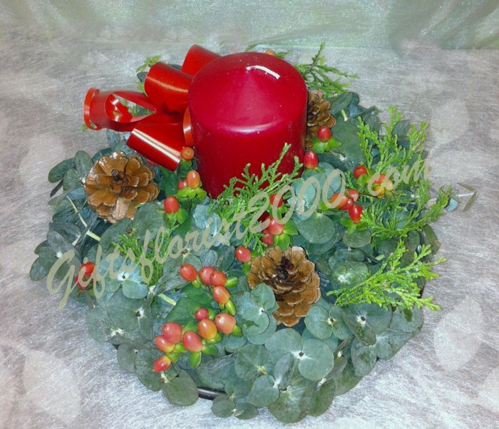 Christmas Centerpiece 1-Eucalyptus Arrangement