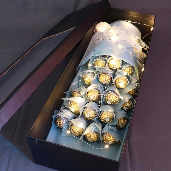 Bouquet Box With Fairy Light-Chocolate Bouquet 11