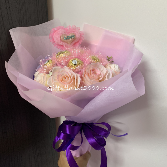 Chocolate & Silk Roses-Chocolate Bouquet 13