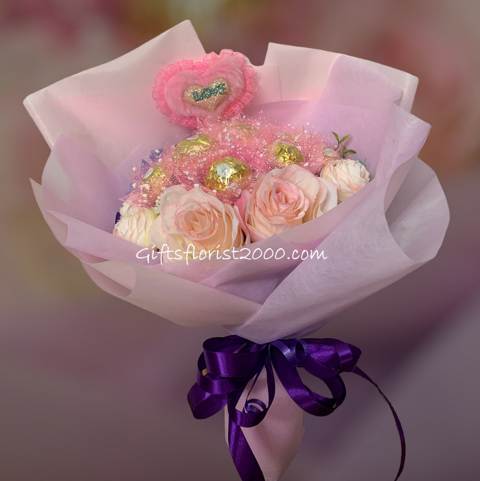 Chocolate & Silk Roses-Chocolate Bouquet 13